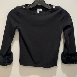 Black fur sleeves top